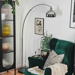 hofstein Baloca Lampadaire Chrome, Noir, 1 lumière