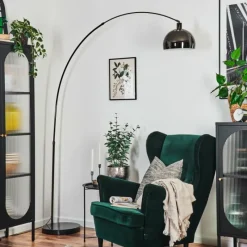 hofstein Baloca Lampadaire Chrome, Noir, 1 lumière