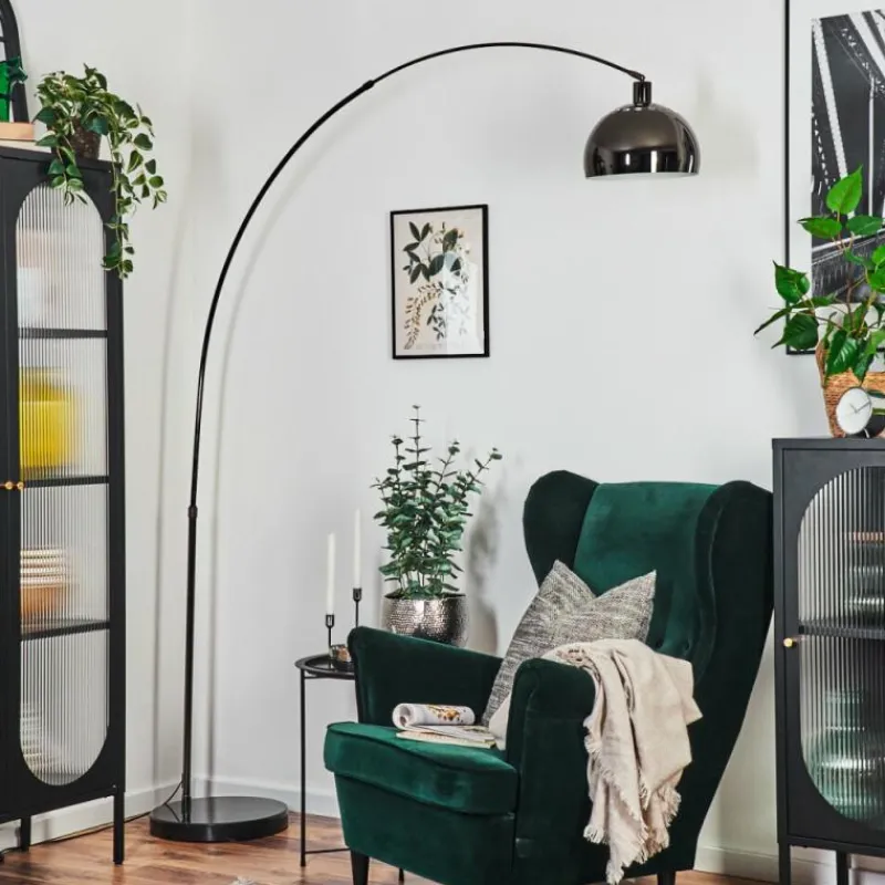 hofstein Baloca Lampadaire Chrome, Noir, 1 lumière