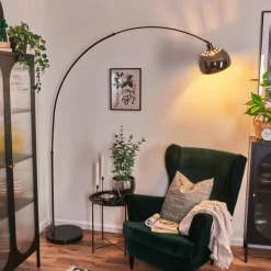 Lampes Vintages & Rétros-hofstein Baloca Lampadaire Chrome, Noir, 1 lumière