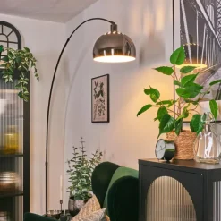 Lampes Vintages & Rétros-hofstein Baloca Lampadaire Chrome, Noir, 1 lumière