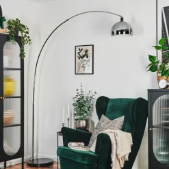 hofstein Baloca Lampadaire Chrome, Noir, 1 lumière