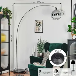 hofstein Baloca Lampadaire Chrome, Noir, 1 lumière