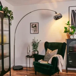 hofstein Baloca Lampadaire Chrome, Noir, 1 lumière