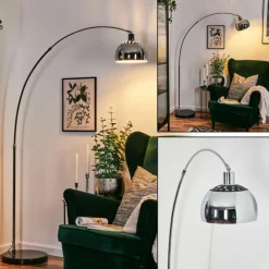 hofstein Baloca Lampadaire Chrome, Noir, 1 lumière