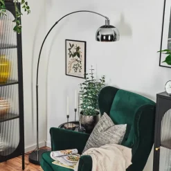 hofstein Baloca Lampadaire Chrome, Noir, 1 lumière