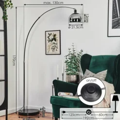 hofstein Baloca Lampadaire Chrome, Noir, 1 lumière