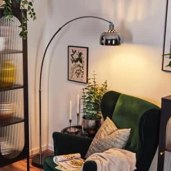 hofstein Baloca Lampadaire Chrome, Noir, 1 lumière