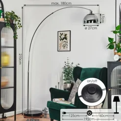 hofstein Baloca Lampadaire Chrome, Noir, 1 lumière