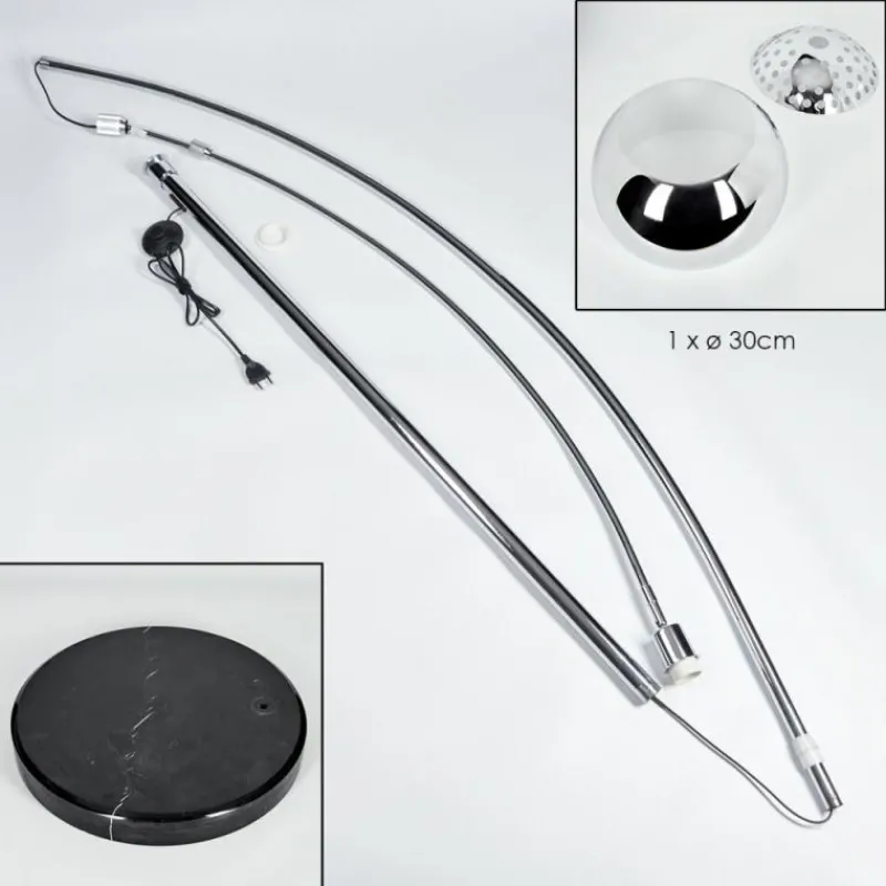 hofstein Baloca Lampadaire Chrome, Noir, 1 lumière