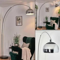 hofstein Baloca Lampadaire Chrome, Noir, 1 lumière