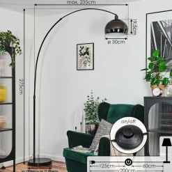 hofstein Baloca Lampadaire Chrome, Noir, 1 lumière