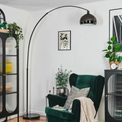 hofstein Baloca Lampadaire Chrome, Noir, 1 lumière