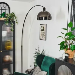 hofstein Baloca Lampadaire Chrome, Noir, 1 lumière