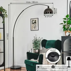 hofstein Baloca Lampadaire Chrome, Noir, 1 lumière