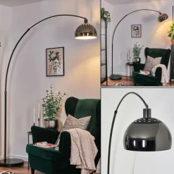 hofstein Baloca Lampadaire Chrome, Noir, 1 lumière