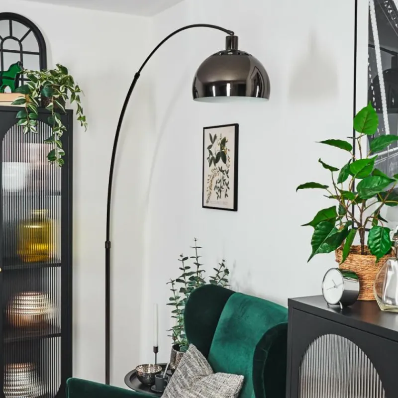 hofstein Baloca Lampadaire Chrome, Noir, 1 lumière