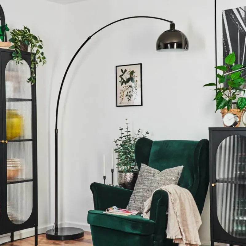 hofstein Baloca Lampadaire Chrome, Noir, 1 lumière