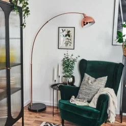 Lampes Vintages & Rétros-hofstein Baloca Lampadaire Cuivre, Noir, 1 lumière