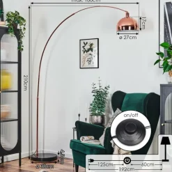 hofstein Baloca Lampadaire Cuivre, Noir, 1 lumière