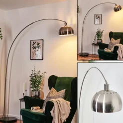 hofstein Baloca Lampadaire Nickel mat, Noir, 1 lumière