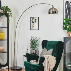 hofstein Baloca Lampadaire Nickel mat, Noir, 1 lumière