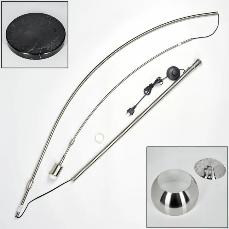 hofstein Baloca Lampadaire Nickel mat, Noir, 1 lumière