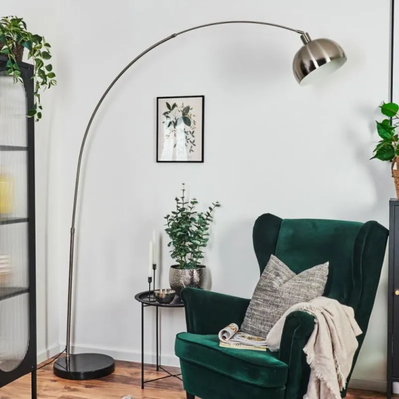 hofstein Baloca Lampadaire Nickel mat, Noir, 1 lumière