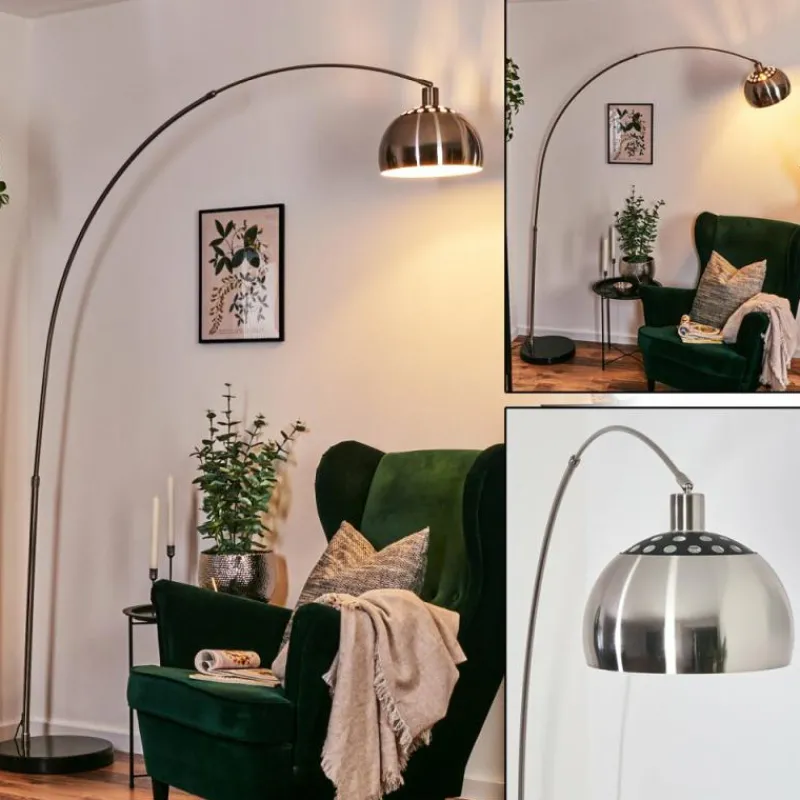 hofstein Baloca Lampadaire Nickel mat, Noir, 1 lumière