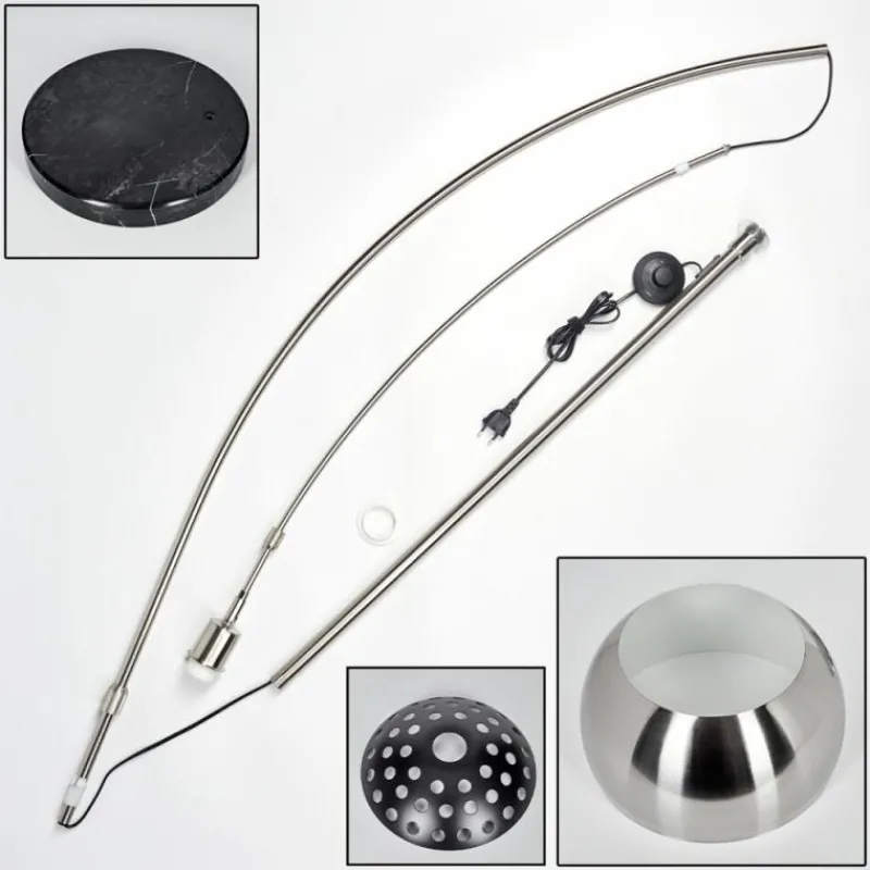 hofstein Baloca Lampadaire Nickel mat, Noir, 1 lumière