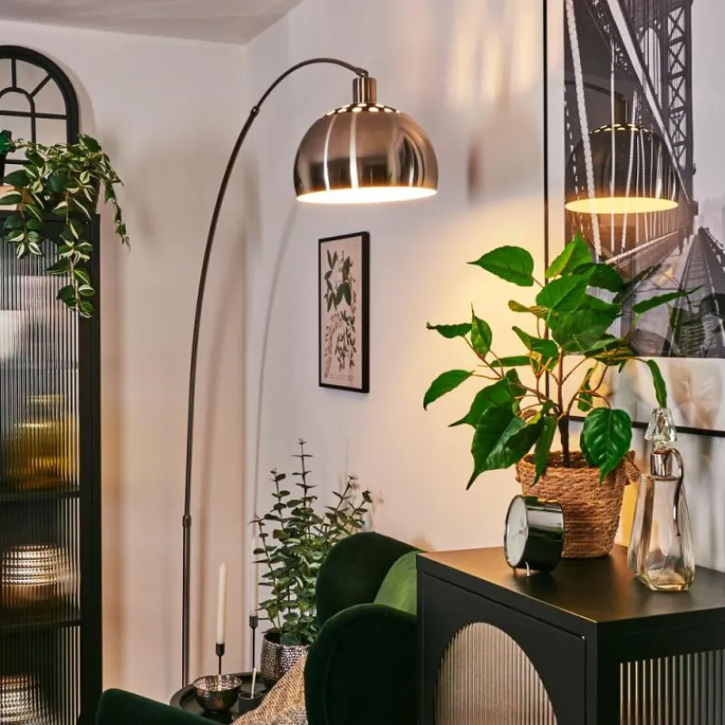 hofstein Baloca Lampadaire Nickel mat, Noir, 1 lumière