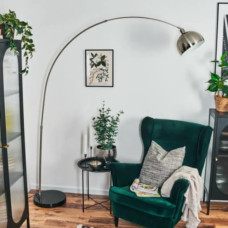 hofstein Baloca Lampadaire Nickel mat, Noir, 1 lumière