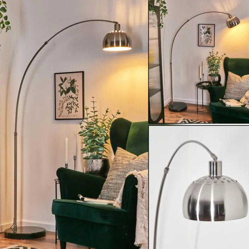hofstein Baloca Lampadaire Nickel mat, Noir, 1 lumière