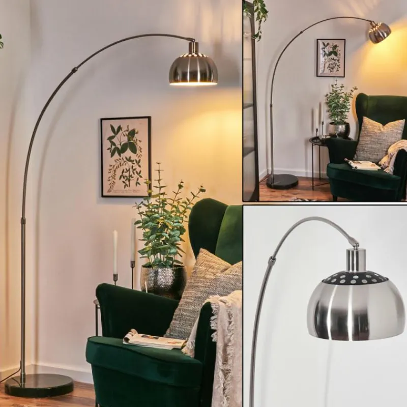 hofstein Baloca Lampadaire Nickel mat, Noir, 1 lumière