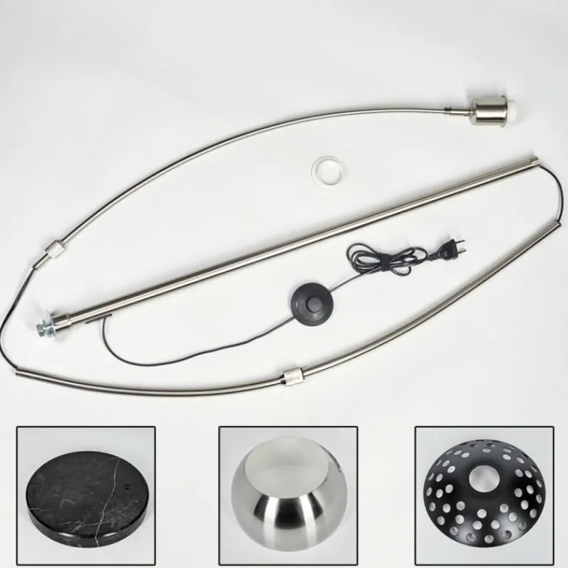 hofstein Baloca Lampadaire Nickel mat, Noir, 1 lumière