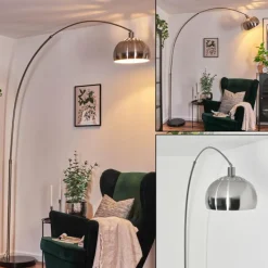 hofstein Baloca Lampadaire Nickel mat, Noir, 1 lumière