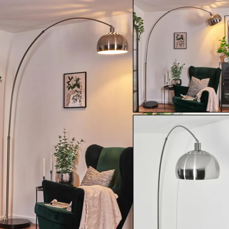 hofstein Baloca Lampadaire Nickel mat, Noir, 1 lumière