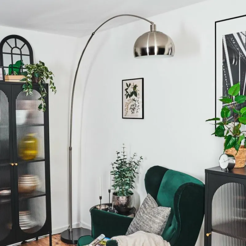 hofstein Baloca Lampadaire Nickel mat, Noir, 1 lumière