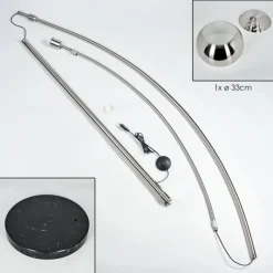 hofstein Baloca Lampadaire Nickel mat, Noir, 1 lumière