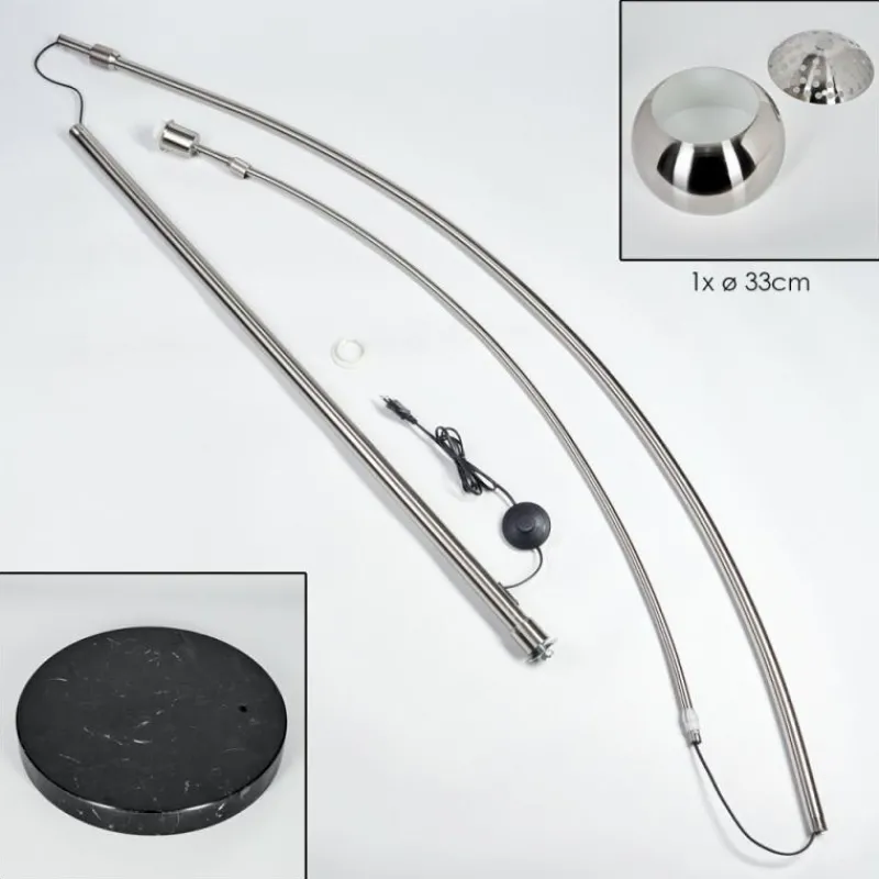 hofstein Baloca Lampadaire Nickel mat, Noir, 1 lumière