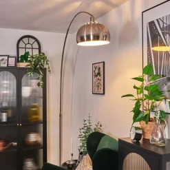 hofstein Baloca Lampadaire Nickel mat, Noir, 1 lumière