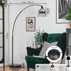 hofstein Baloca Lampadaire Noir, 1 lumière