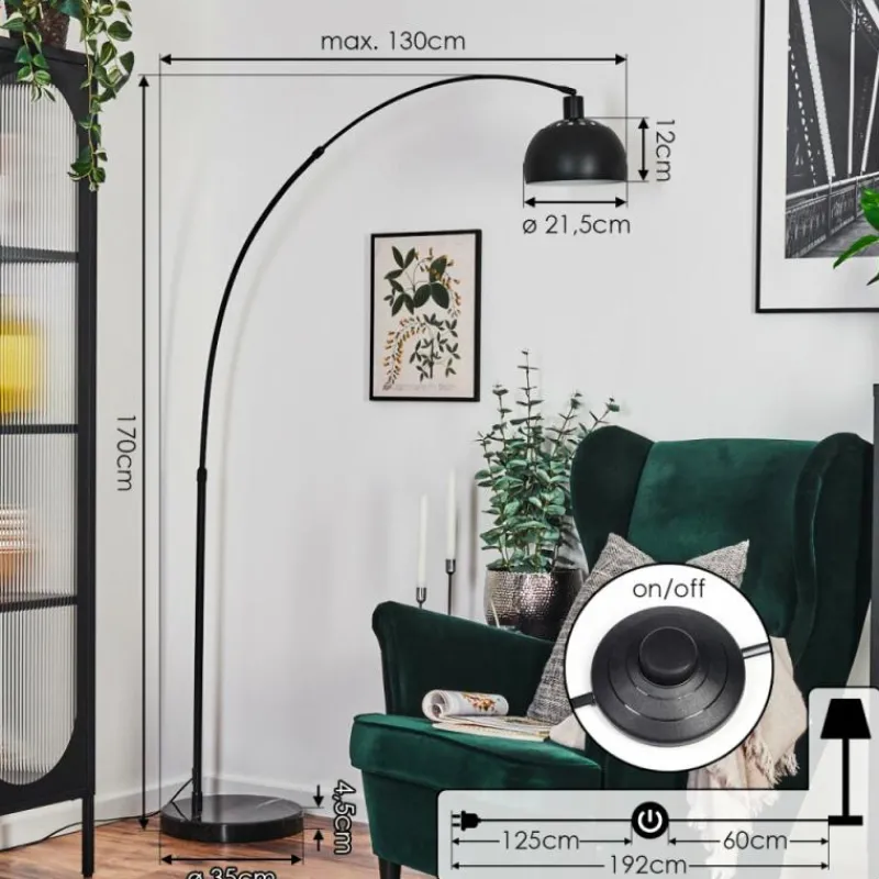 hofstein Baloca Lampadaire Noir, 1 lumière