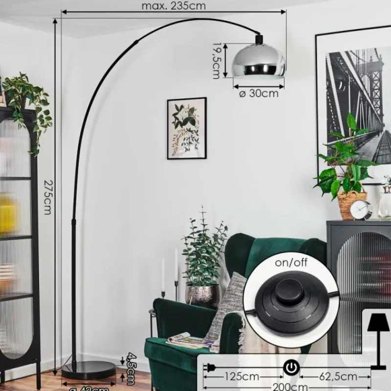 hofstein Baloca Lampadaire Noir, 1 lumière