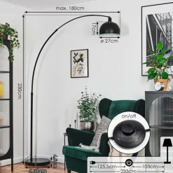 Lampes Vintages & Rétros-hofstein Baloca Lampadaire Noir, 1 lumière