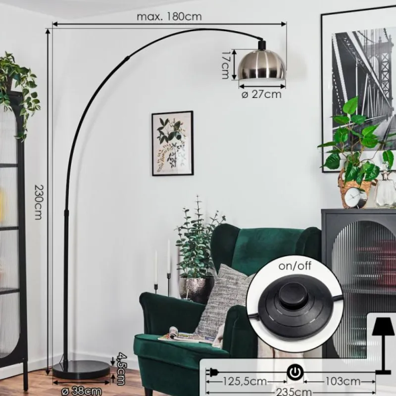 hofstein Baloca Lampadaire Noir, 1 lumière