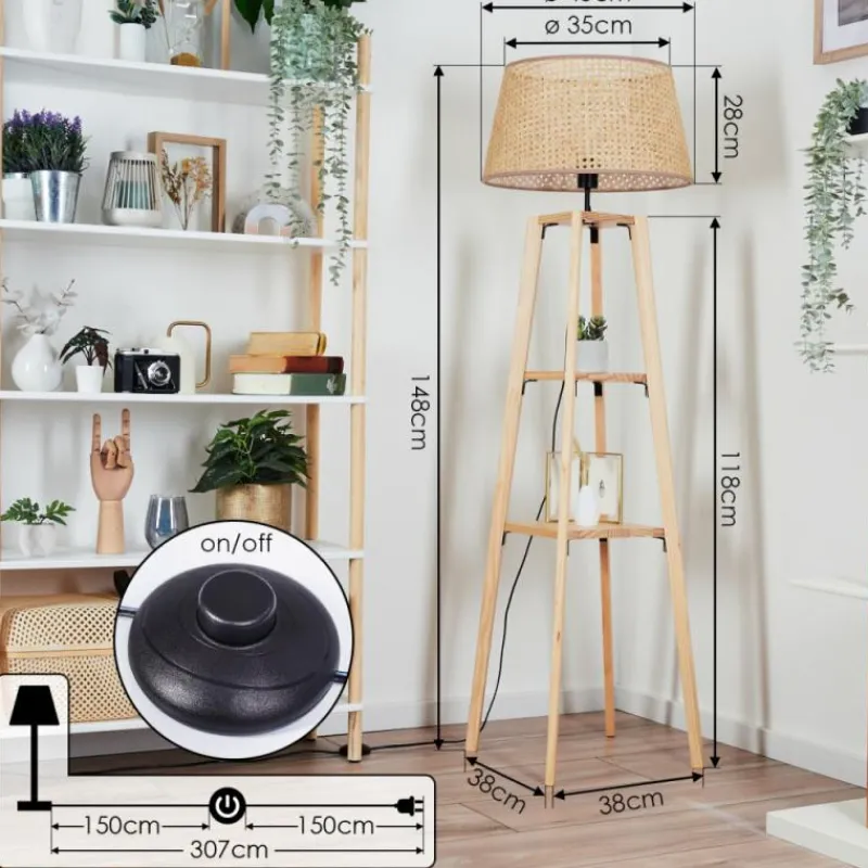 Style Boho-Chic-hofstein Barcos Lampadaire Écru, 1 lumière