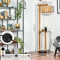 Luminaires Scandinaves-hofstein Barcos Lampadaire Écru, Noir, 1 lumière