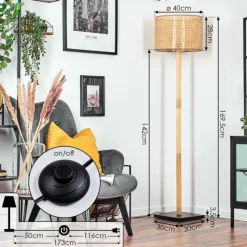 Luminaires Scandinaves-hofstein Barcos Lampadaire Écru, Noir, 1 lumière