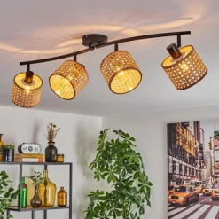 Lampes En Tissu-hofstein Barcos Plafonnier Noir, 4 lumières